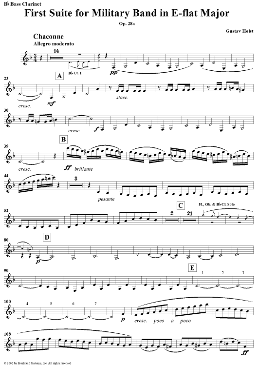 First Suite in E-flat, Op. 28a - Bass Clarinet