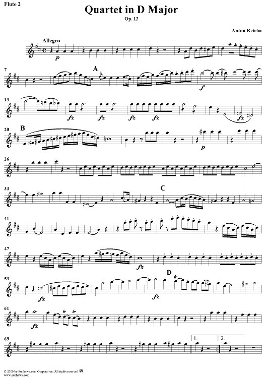 Quartet in D Major, Op. 12 - Flute 2