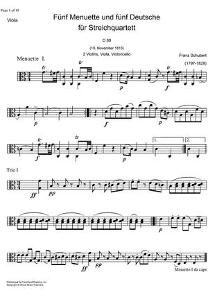 5 Minuets D89 - Viola