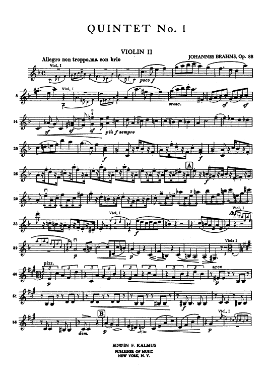 Quintet No. 1 - Op. 88 - Violin 2