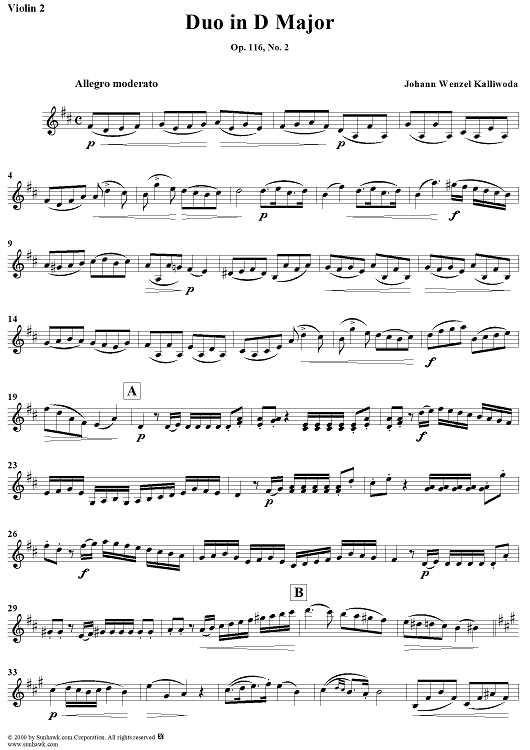 Duo No. 2 in D Major - Violin 2