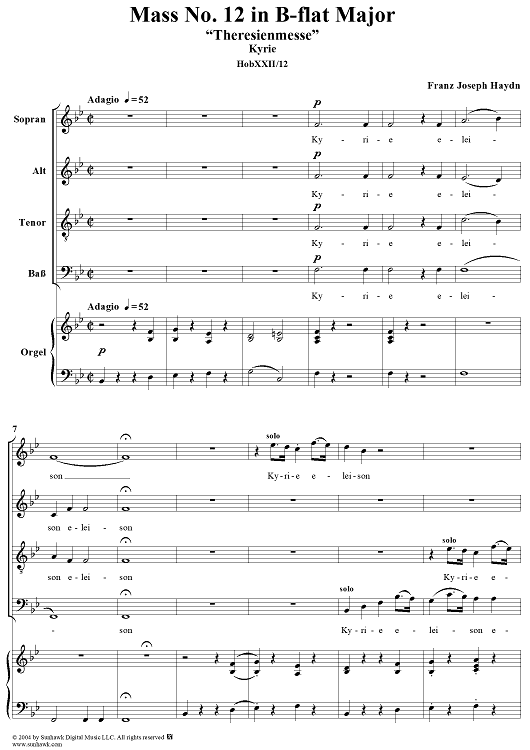 Mass No. 12 in B-flat Major, HobXXII/12, Kyrie