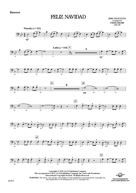 Feliz Navidad - Bassoon