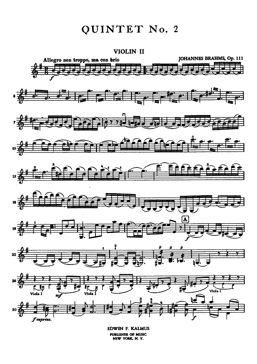 Quintet No. 2 - Op. 111 - Violin 2