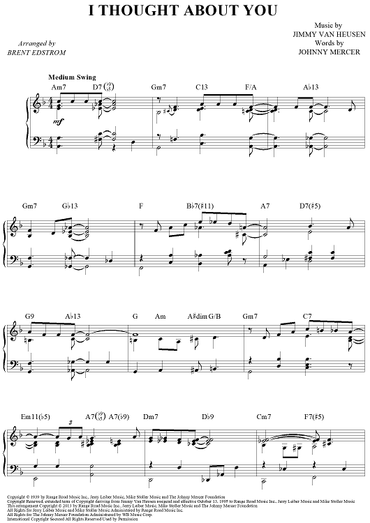 ビッグバンド楽譜「I Thought About You」 ビッグバンド楽譜「I Thought About You」 ビッグバンド楽譜「I