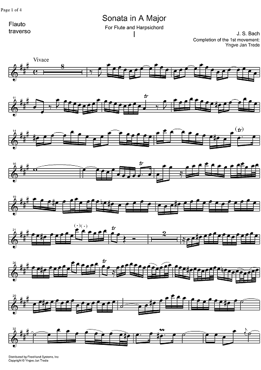 Sonata A Major BWV 1014 - Score