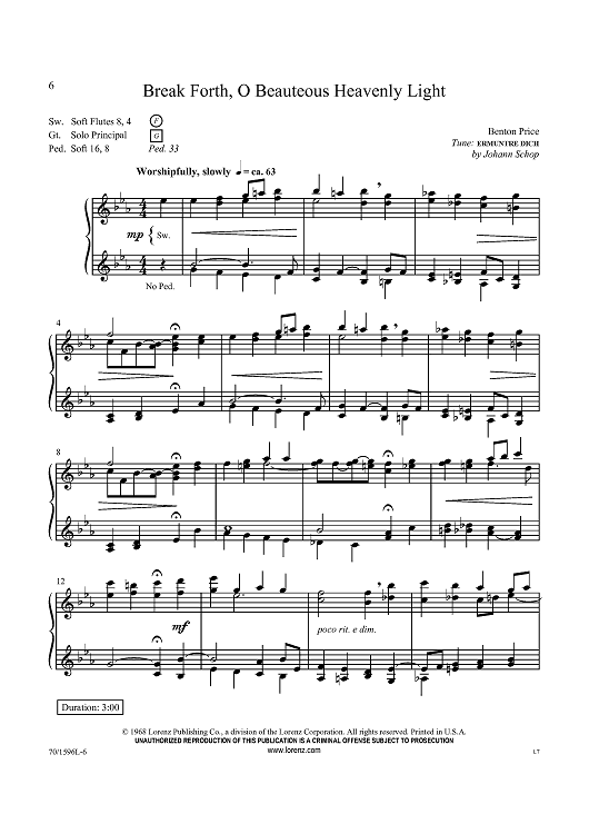 Break Forth, O Beauteous Heavenly Light