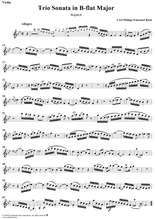 Trio Sonata in B-Flat Major, Wq161/1 - Violin