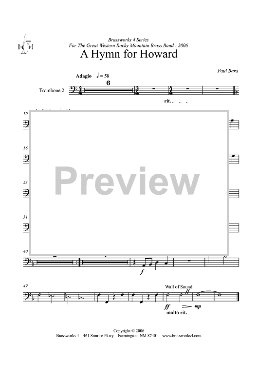 A Hymn for Howard - Trombone 2