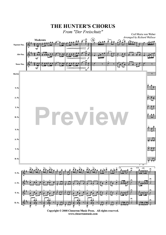 The Hunter's Chorus - from "Der Freischutz" - Score