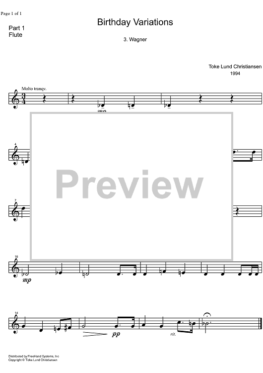 Birthday Variations Wagner - Flute