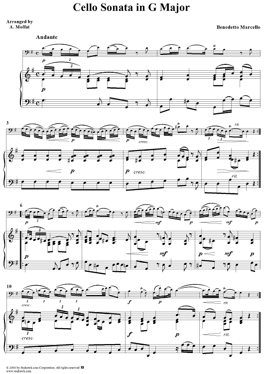 Cello Sonata in G Major - Piano Score