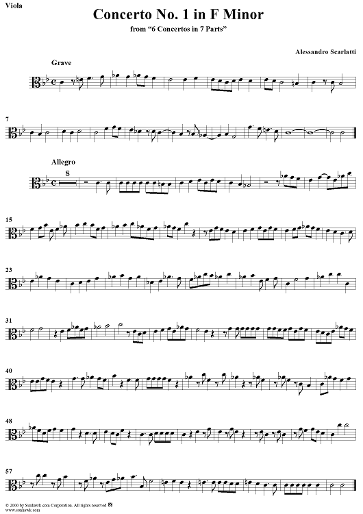 Concerto No. 1 in F Minor  from "6 Concerti Grossi" - From "6 Concertos in 7 Parts" - Viola