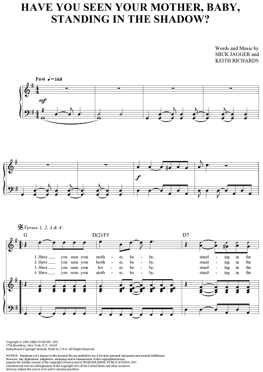 Have You Seen Your Mother, Baby, Standing in the Shadow?