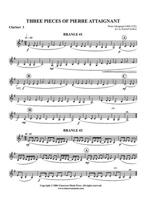 Three Pieces by Pierre Attaignant - Clarinet 3