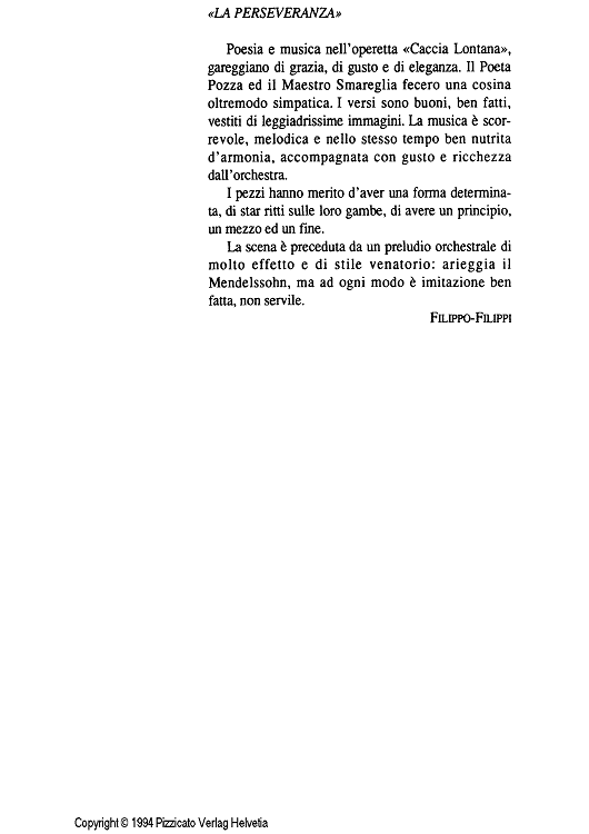 Caccia Lontana - Score