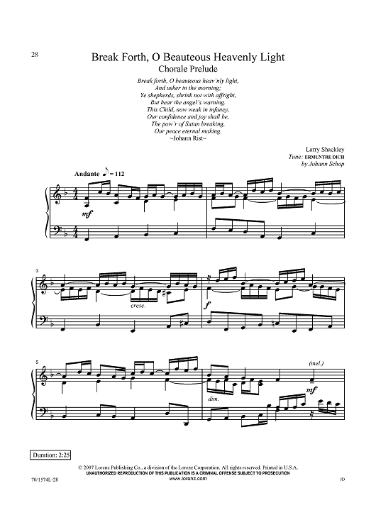 Break Forth, O Beauteous Heavenly Light