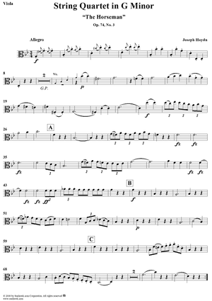 String Quartet in G Major, Op. 74, No. 3 ("The Horseman") - Viola