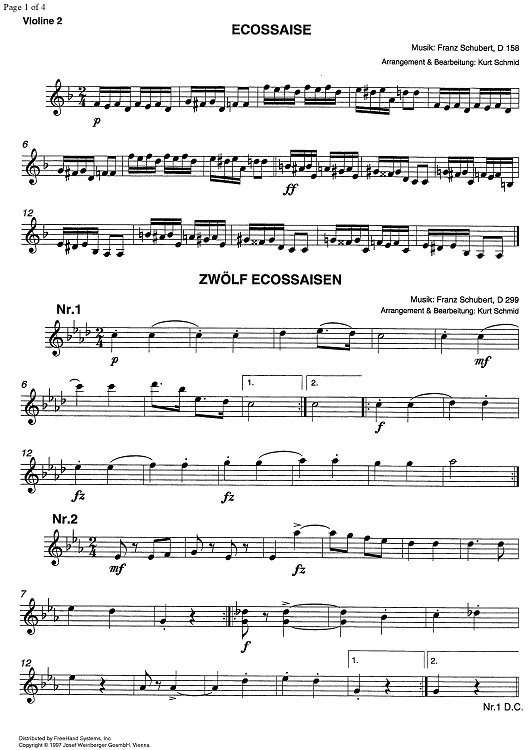 Ecossaise D158 & 12 Ecossaisen D229 - Violin 2