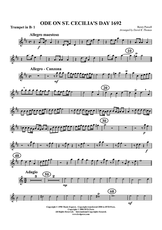 Ode on St. Cecilia's Day - Trumpet 1