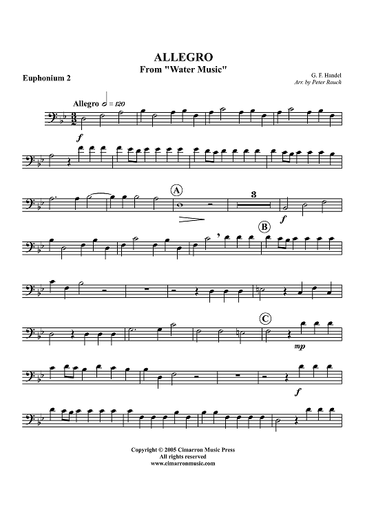 Allegro from "Water Music" - Euphonium 2 BC/TC