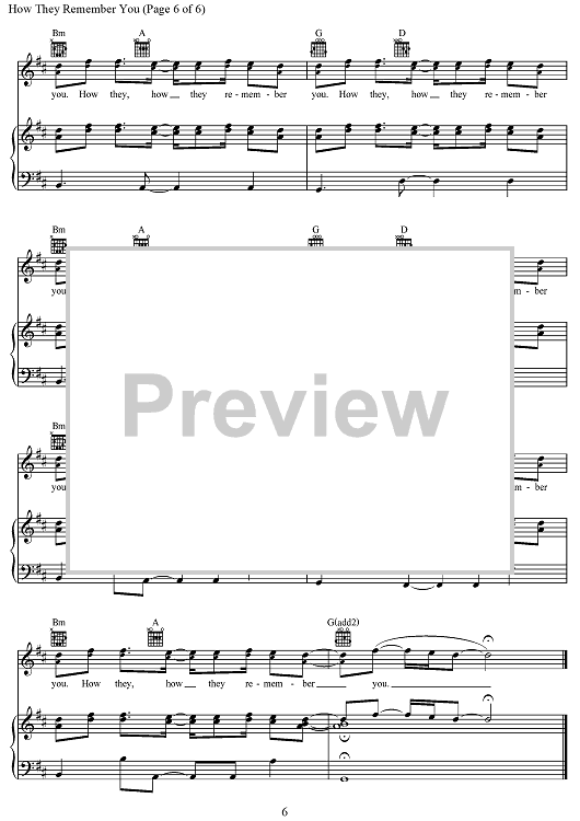 How They Remember You" Sheet Music by Rascal Flatts for Piano/Vocal ...