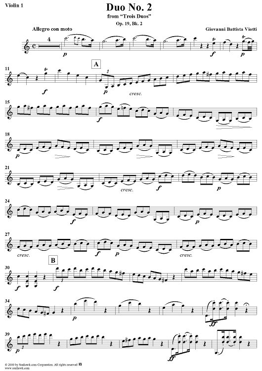 Duo No. 2 from "Trois Duos", Op. 19, Bk. 2, No. 2 - Violin 1