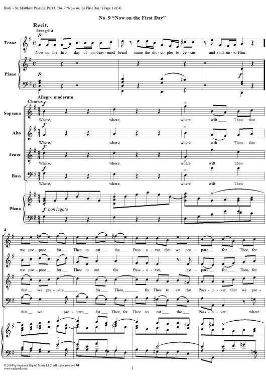 St. Matthew Passion: Part I, No. 9, "Now on the first day"