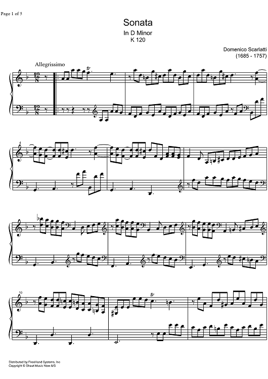 Sonata d minor K120