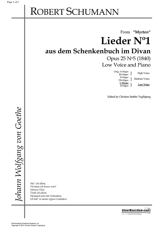 Lieder No. 1 aus dem Schenkenbuch im Divan Op.25 No. 5