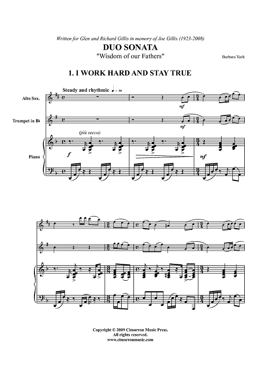 Duo Sonata "Wisdom of our Fathers" - Piano Score