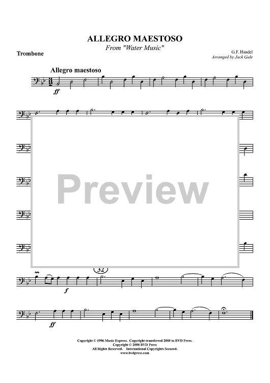 Allegro Maestoso from "Water Music" - Trombone