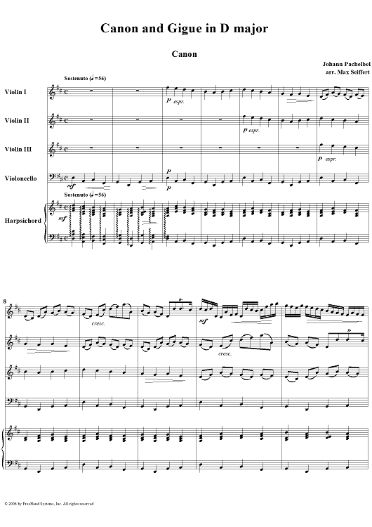 Canon and Gigue in D - Score