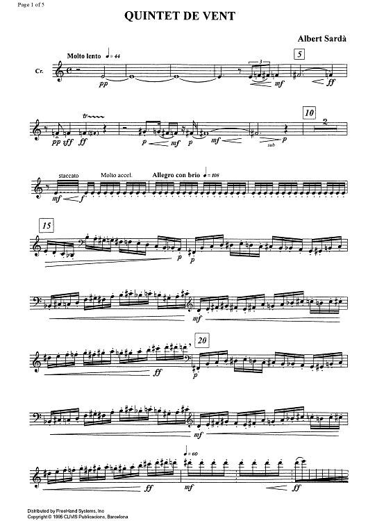 Quintet de Vent (Wind Quintet) - Horn in F