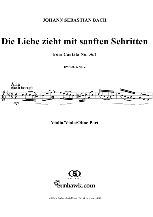"Die Liebe zieht mit sanften Schritten", Aria, No. 2 from Cantata No. 36/1: "Schwingt freudig euch empor" - Violin