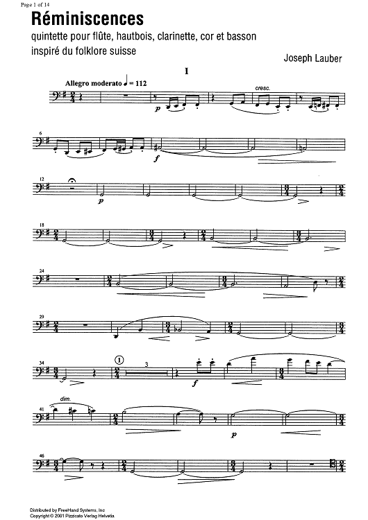 Réminiscences - Bassoon