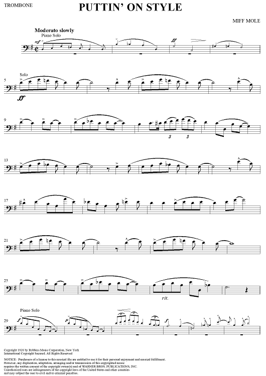 Puttin' On Style - Trombone