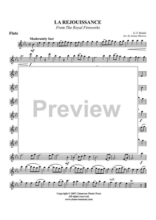 La Rejouissance - from The Royal Fireworks - Flute