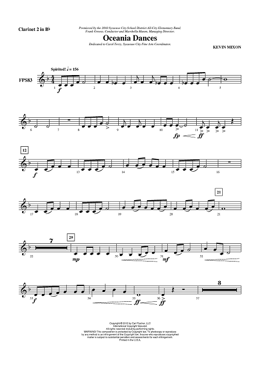 Oceania Dances - Clarinet 2 in B-flat
