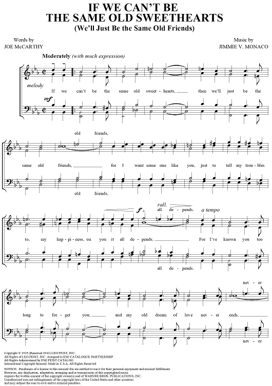 If We Can't Be the Same Old Sweethearts