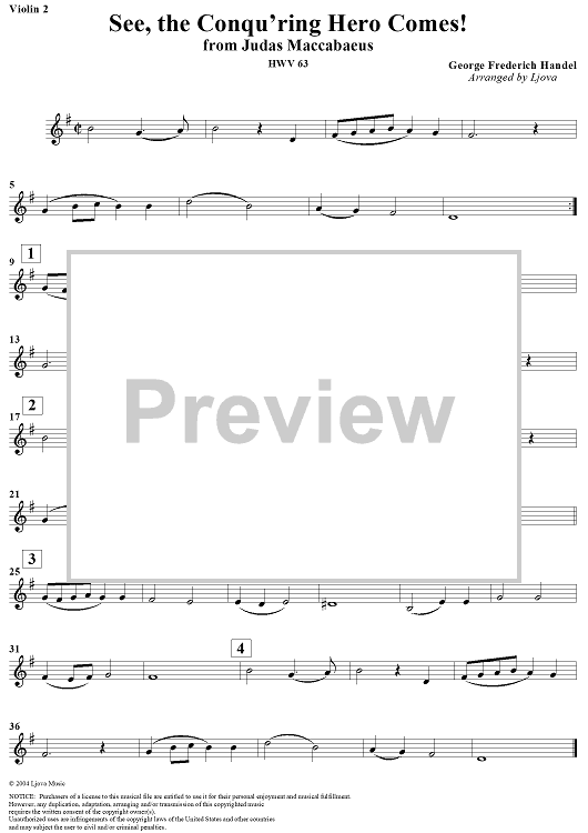 See, the Conqu'ring Hero Comes! - Violin 2