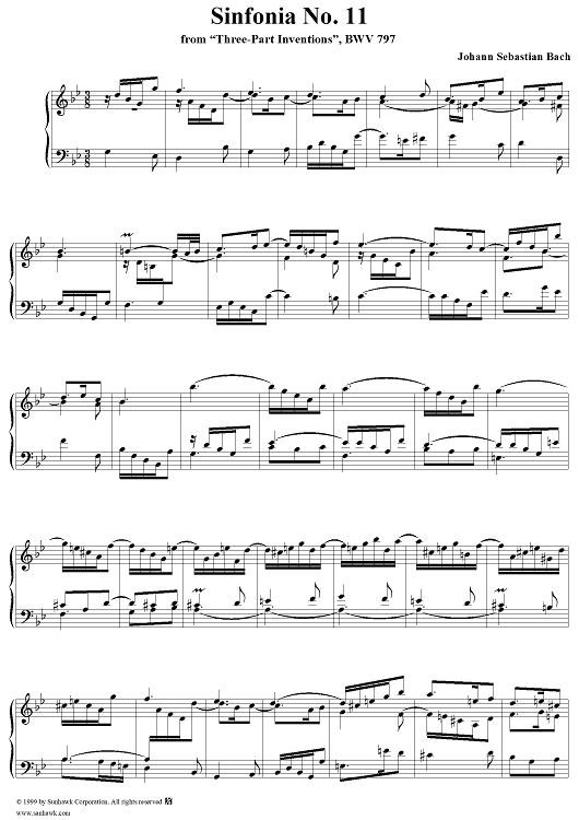 Three-Part Invention, No. 11, Sinfonia in G Minor