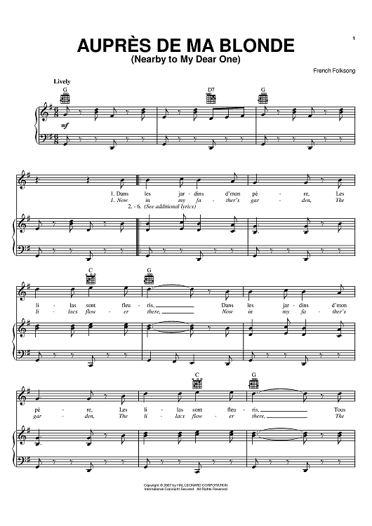 Aupres De Ma Blonde (Nearby To My Dear One)