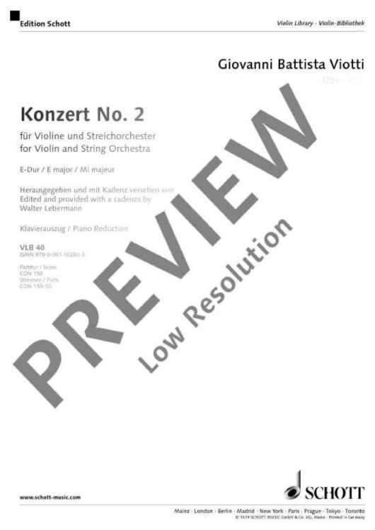 Concerto No. 2 E Major - Score and Parts