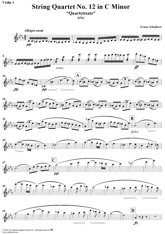 String Quartet No. 12 in C Minor, D703 - Violin 1