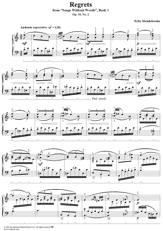 Songs Without Words, bk. 1, op. 19, no. 2 (