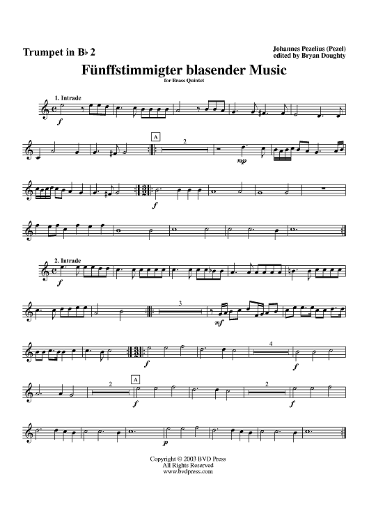 Fünffstimmigter blasender Music - B-flat Trumpet 2