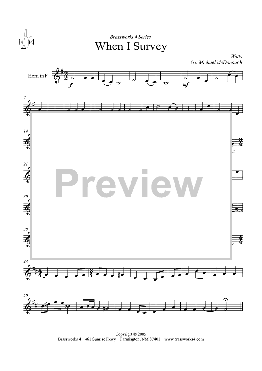 When I Survey - Horn in F