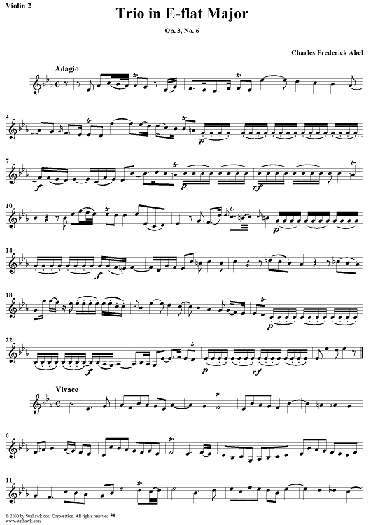 Trio in E-flat Major Op. 3, No. 6 - Violin 2