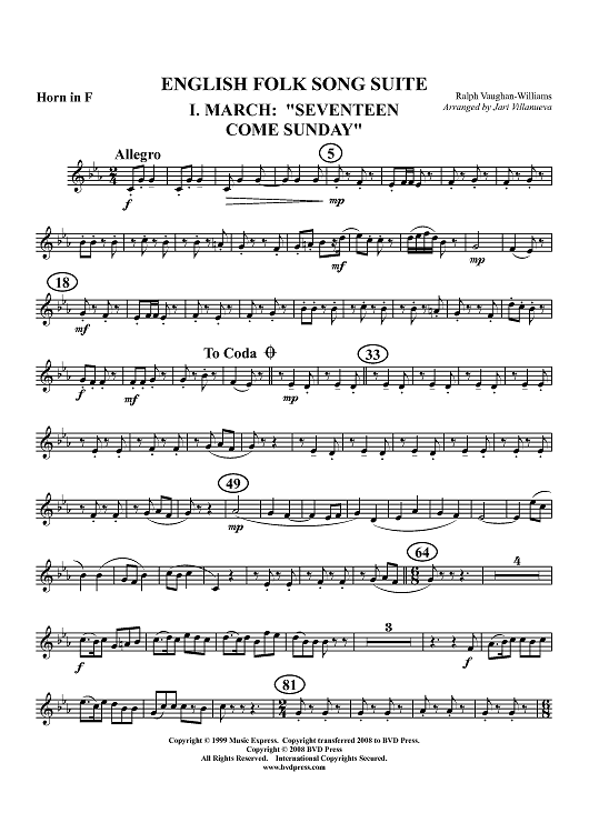 English Folk Song Suite - Horn in F